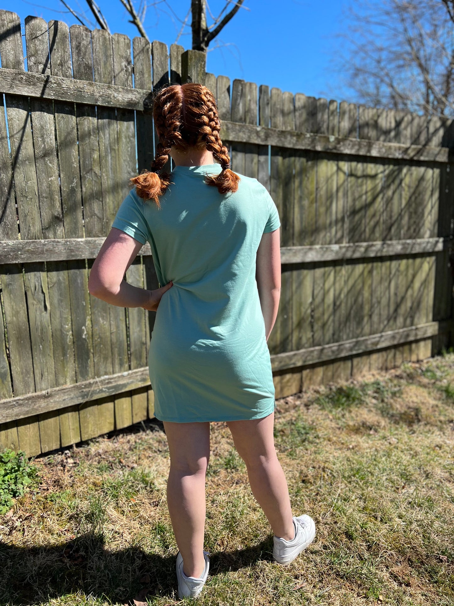 Crew Neck Short Sleeve Pocket T-Shirt Dress