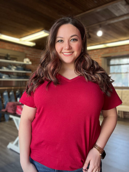 “Okay Karen!” Tee in Burgundy