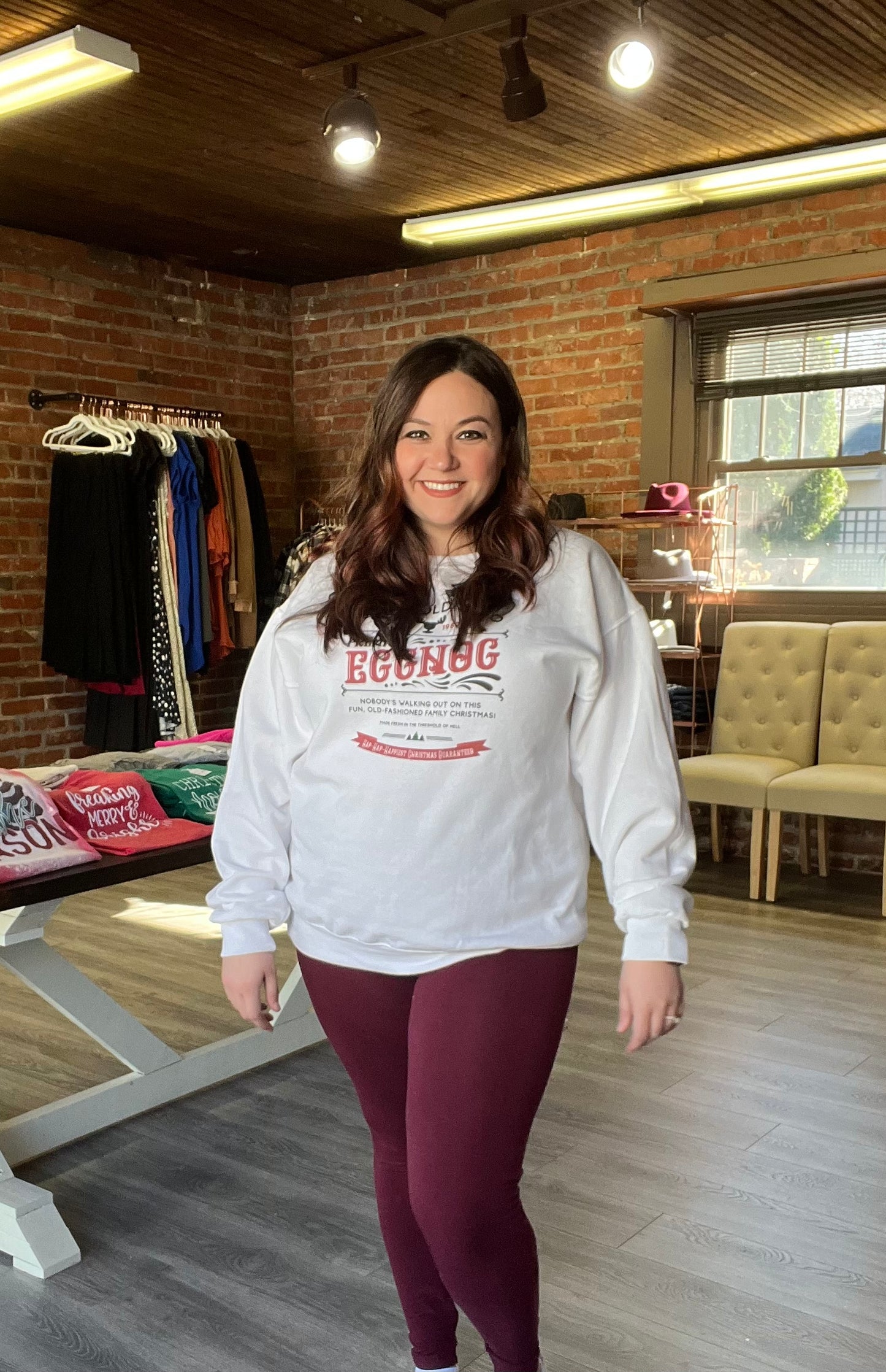 Tummy Control Shaping Leggings in Burgundy