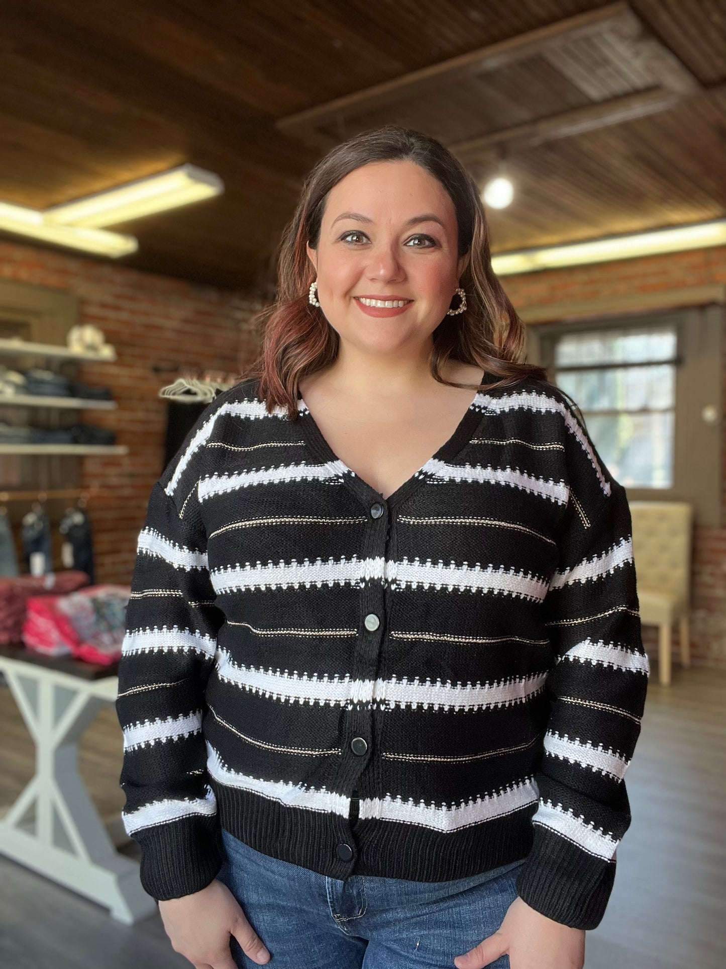 “Cassandra” Colorblock Button Cardigan