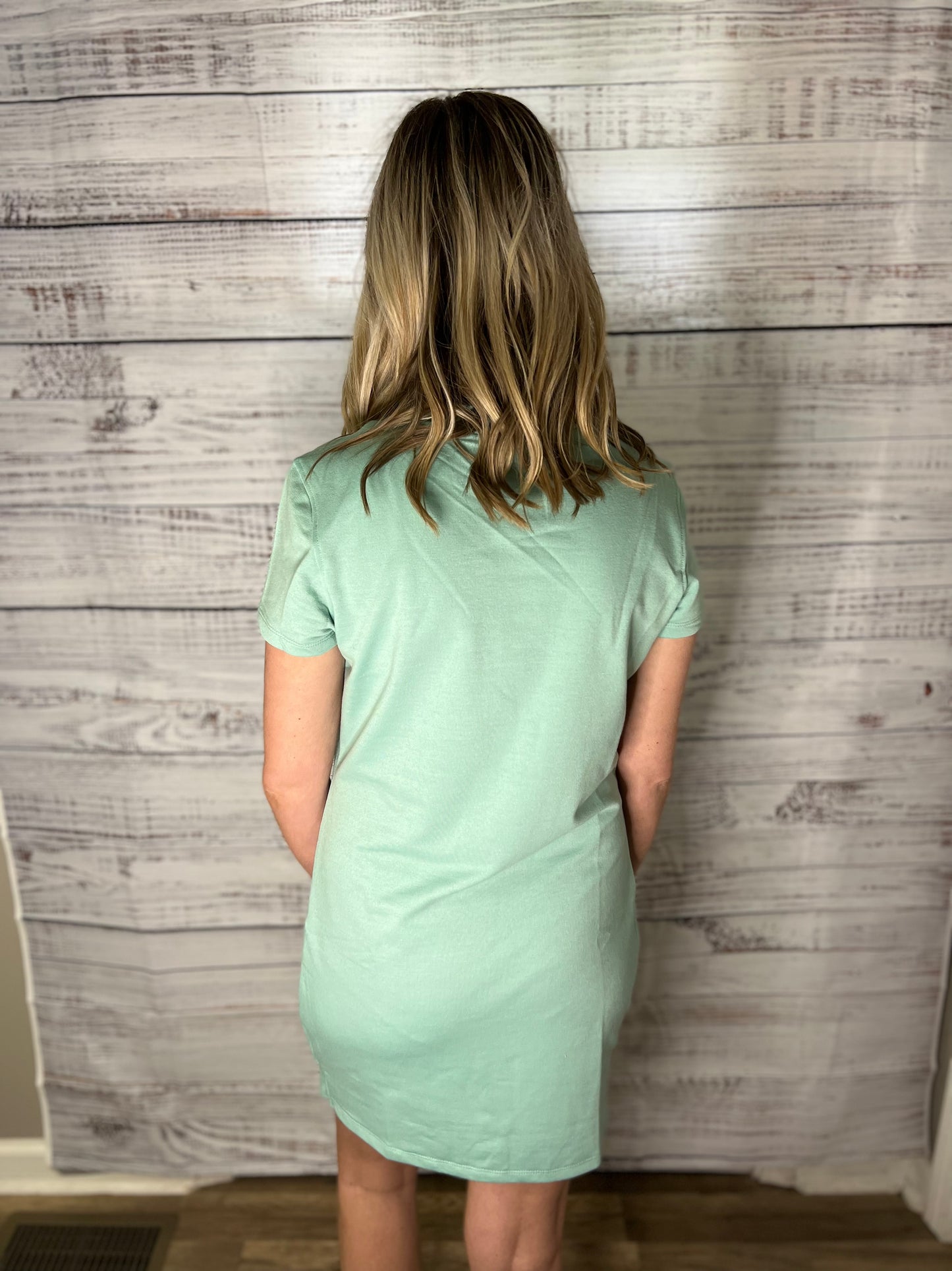 Crew Neck Short Sleeve Pocket T-Shirt Dress