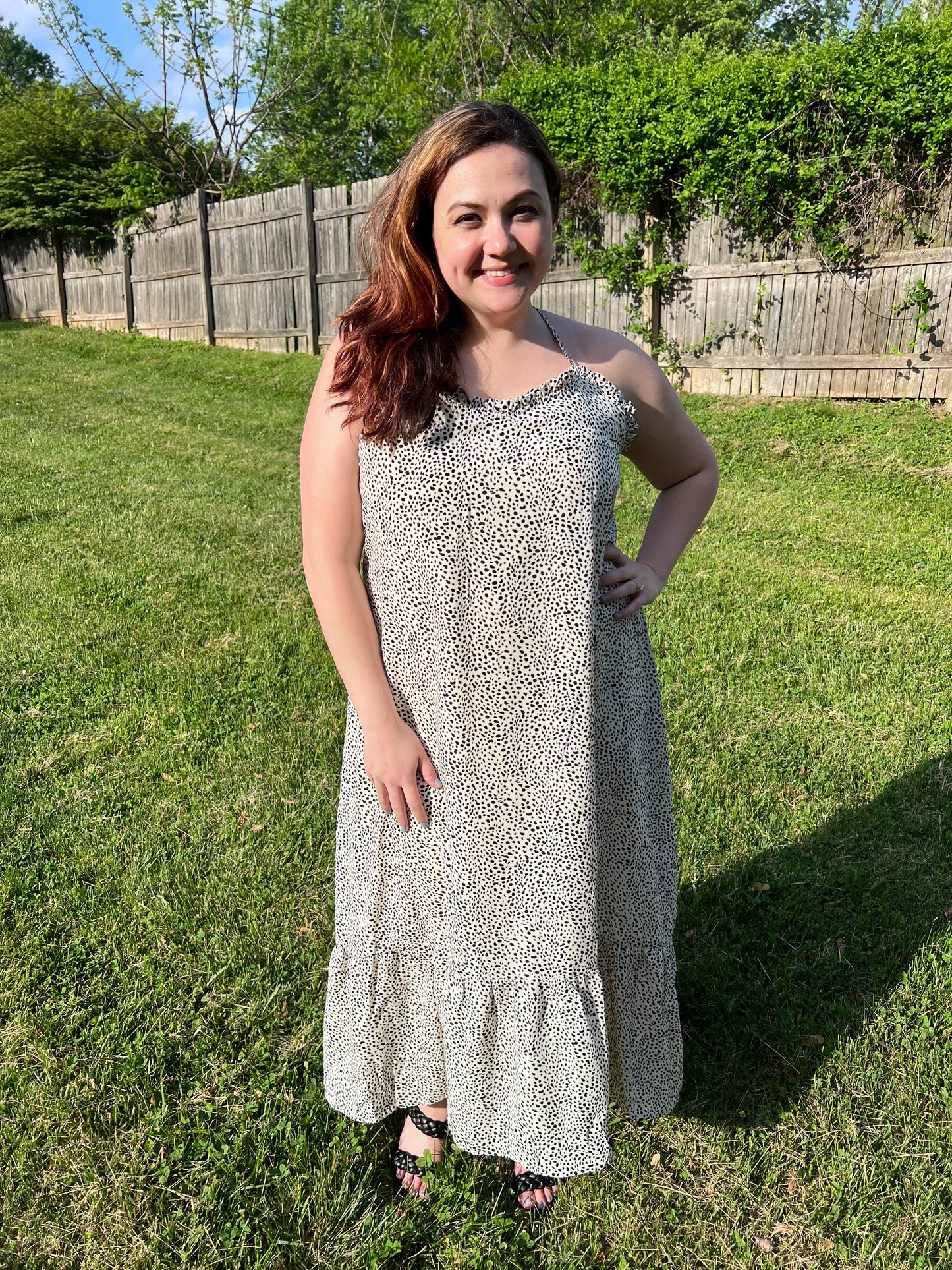 Bohemian Printed High Low Ruffle Maxi Dress