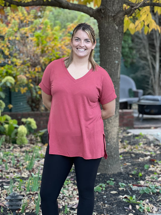 “The Basic Babe” in Brick Red