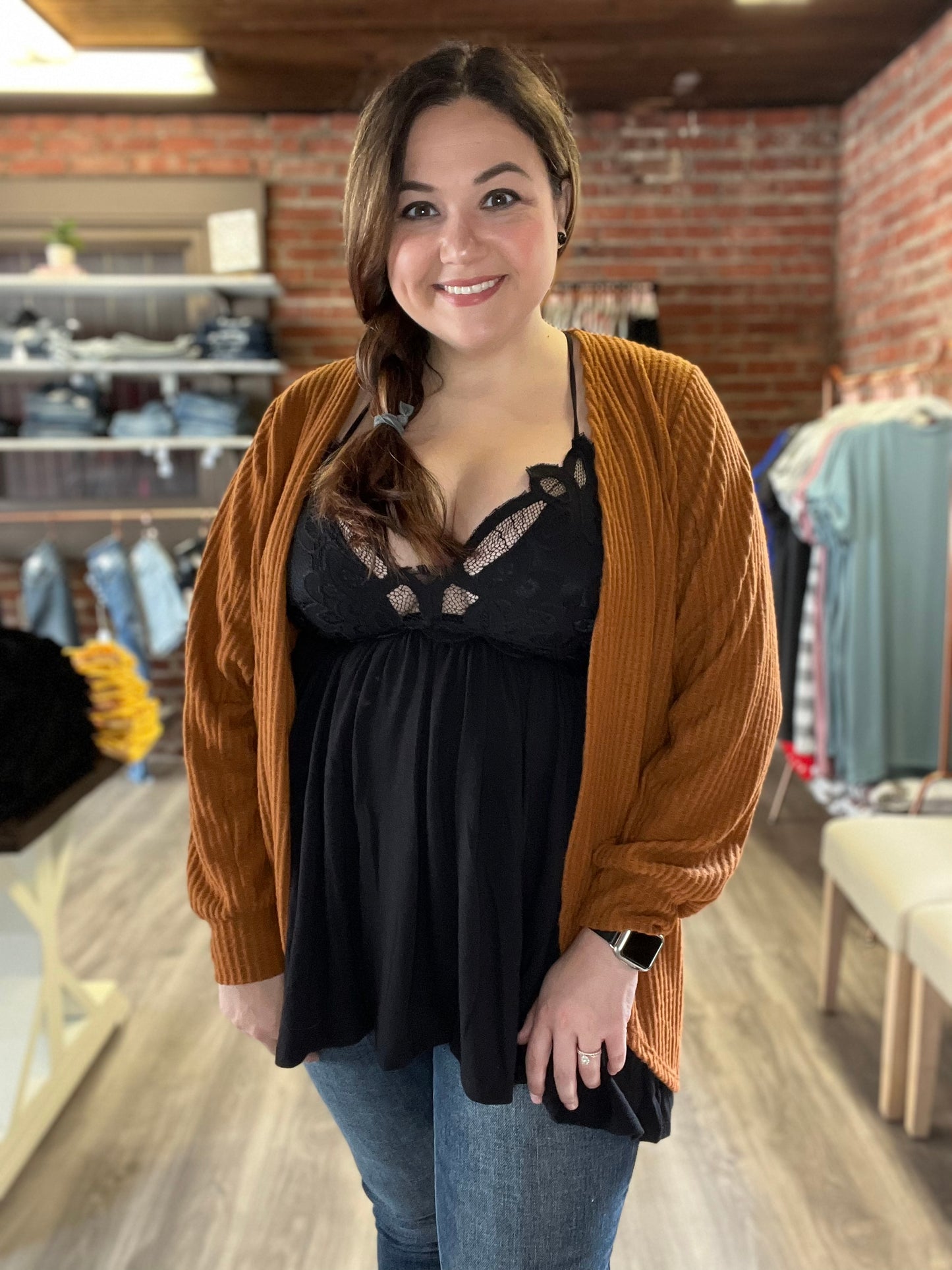 Waffle Open Cardigan