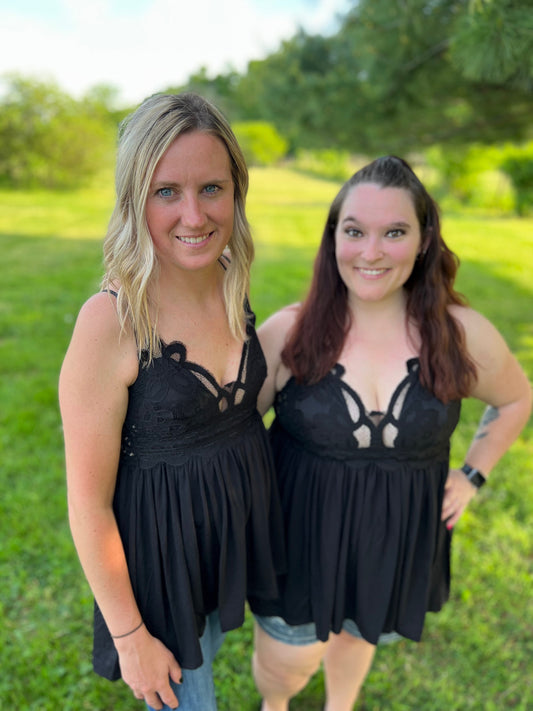 Black Crochet Lace Cami