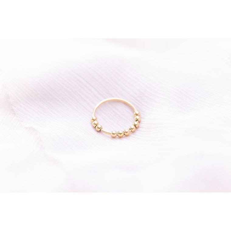 Stainless Steel Beaded Anxiety Ring