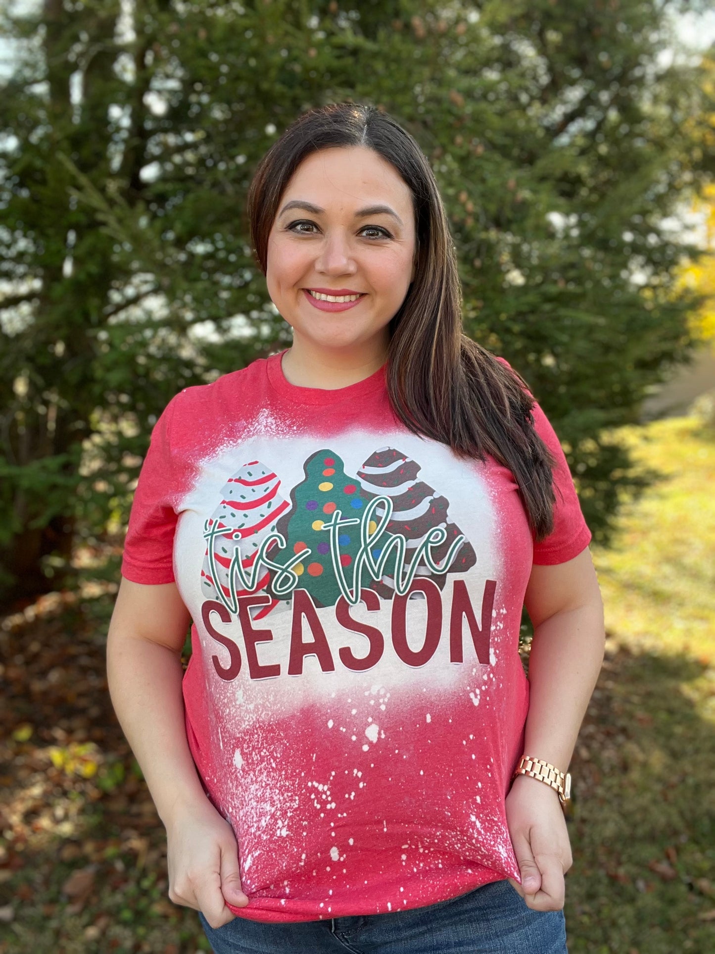 "Tis The Season" Bleached Red Tee