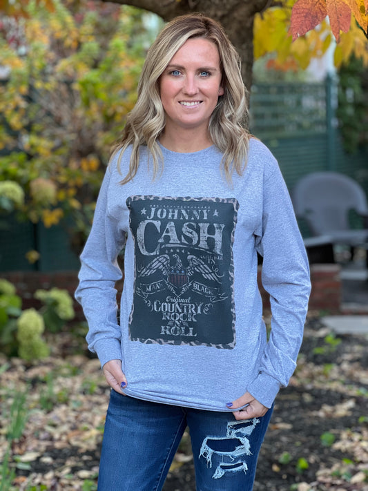 "Johnny Cash" Graphic Long Sleeve Tee