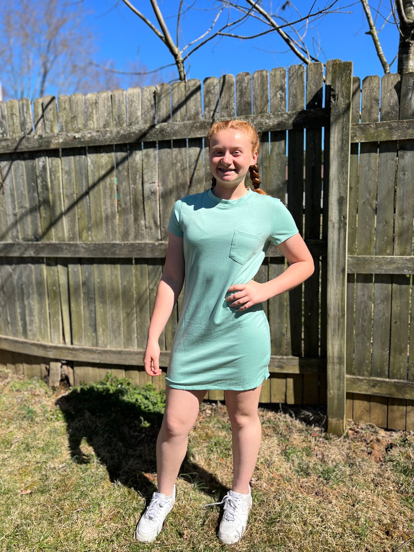 Crew Neck Short Sleeve Pocket T-Shirt Dress