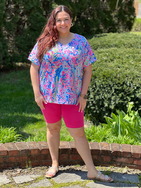 Hot Pink Cotton Biker Short