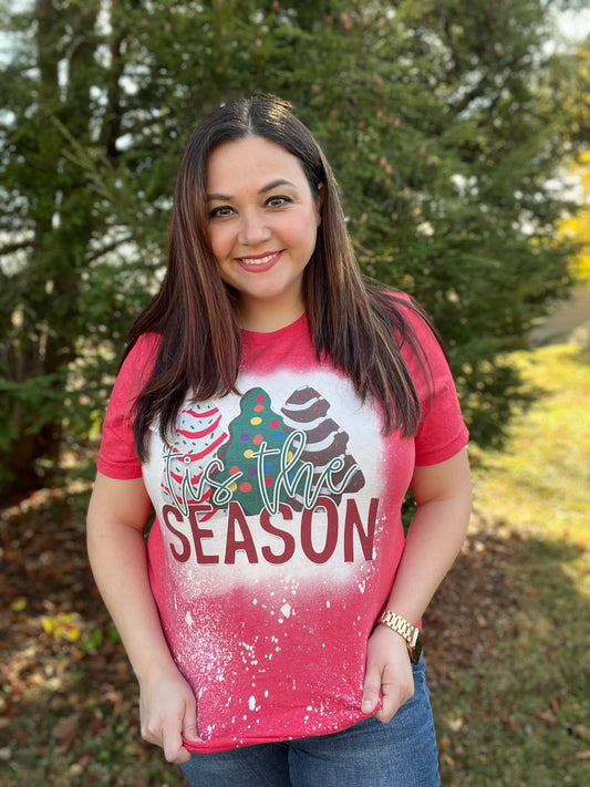 "Tis The Season" Bleached Red Tee
