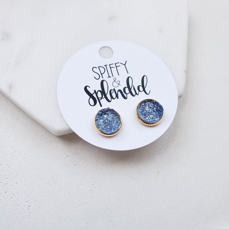Periwinkle Geode Druzy Earrings