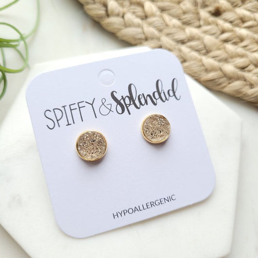 Pale Champagne Geode Druzy Studs