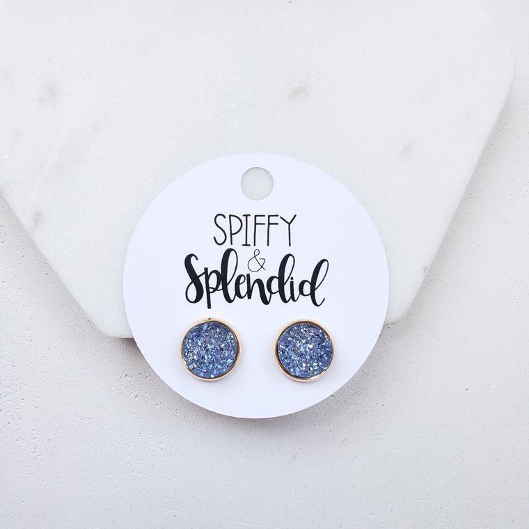 Periwinkle Geode Druzy Earrings