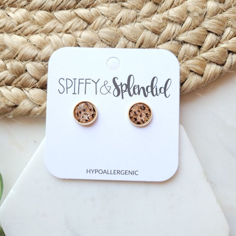 Leopard Sparkle Stud Earrings