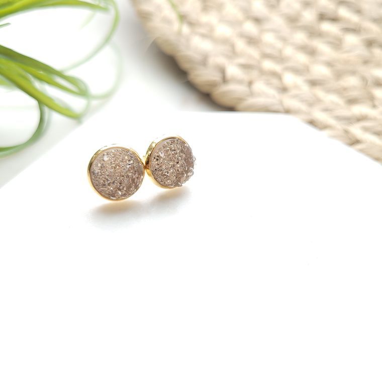 Pale Champagne Geode Druzy Studs
