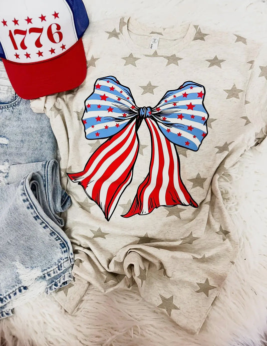 4th of July Bow Tee