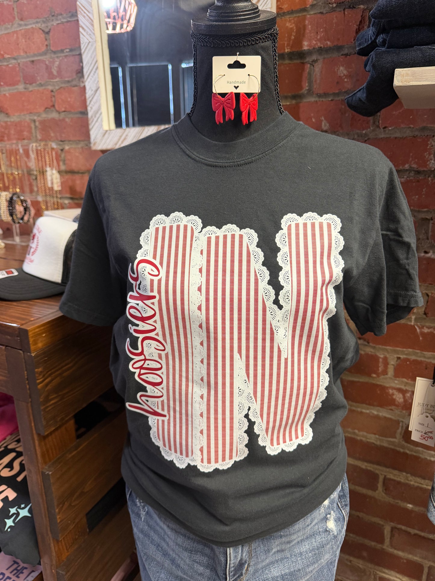 “IN Hoosiers” Lace and Strips Tee