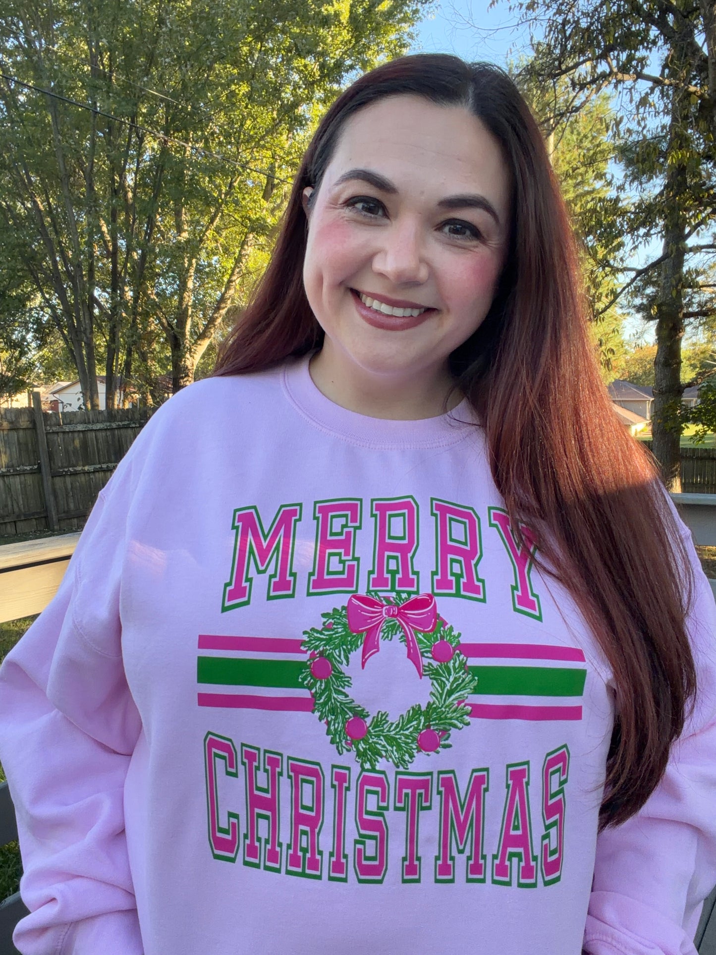“Merry Christmas” Varsity Wreath Sweatshirt