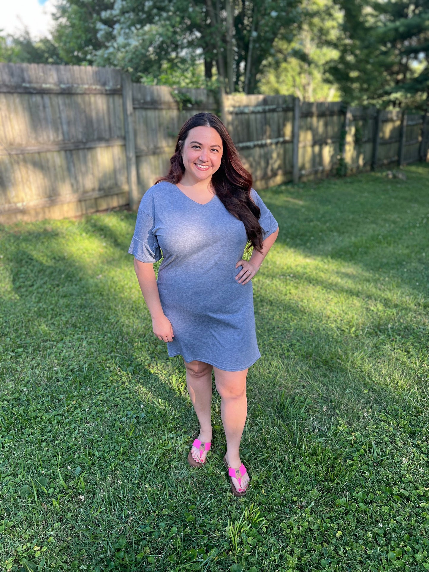 Grey V-Neck t-shirt Dress