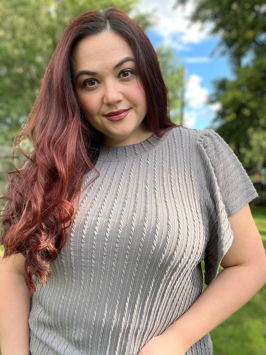 “Flutters” Ribbed Blouse