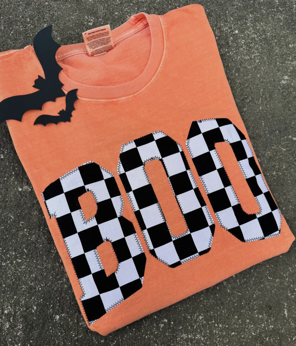 “Boo” Checkerboard Short Sleeve Tee