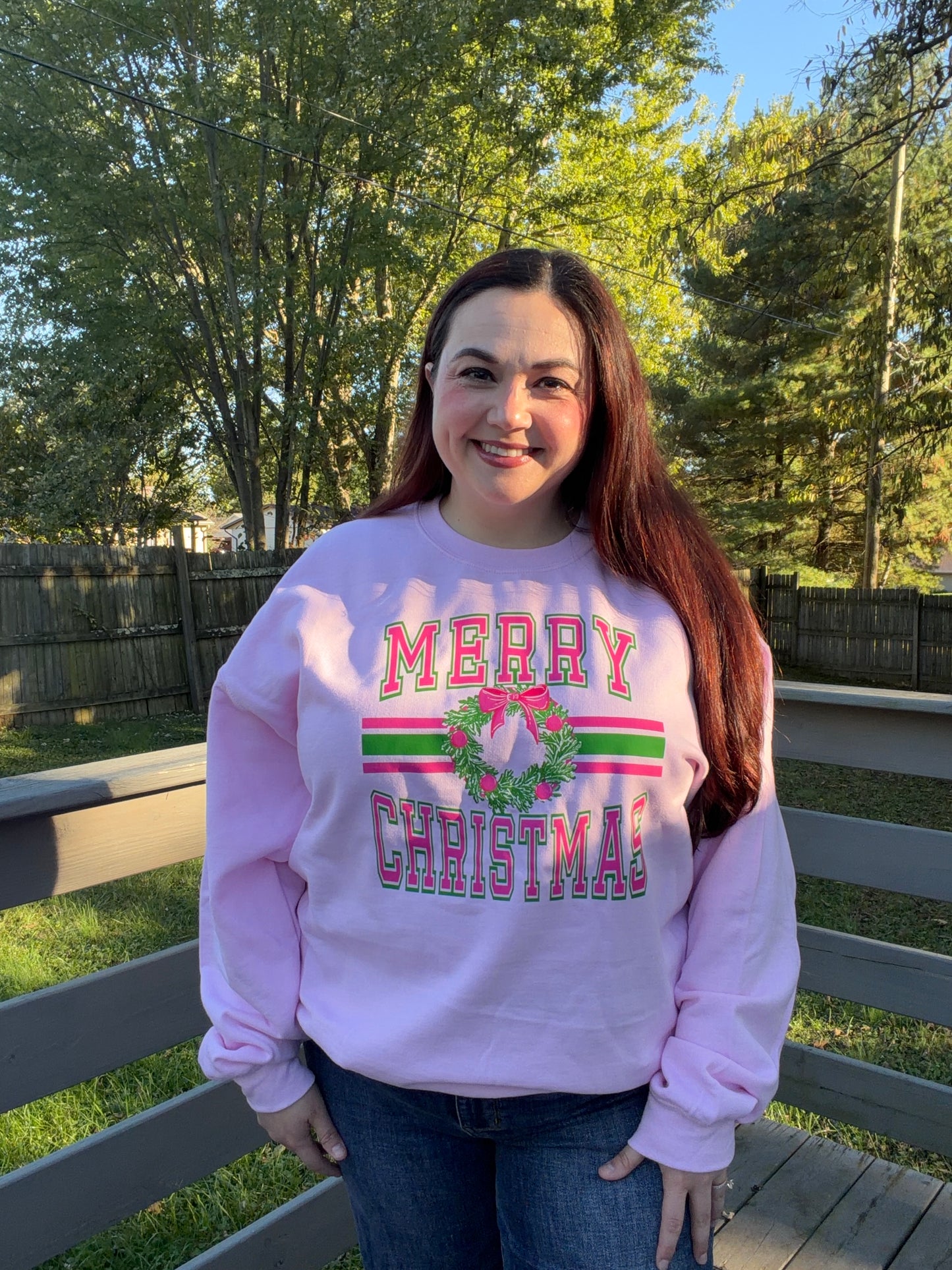 “Merry Christmas” Varsity Wreath Sweatshirt