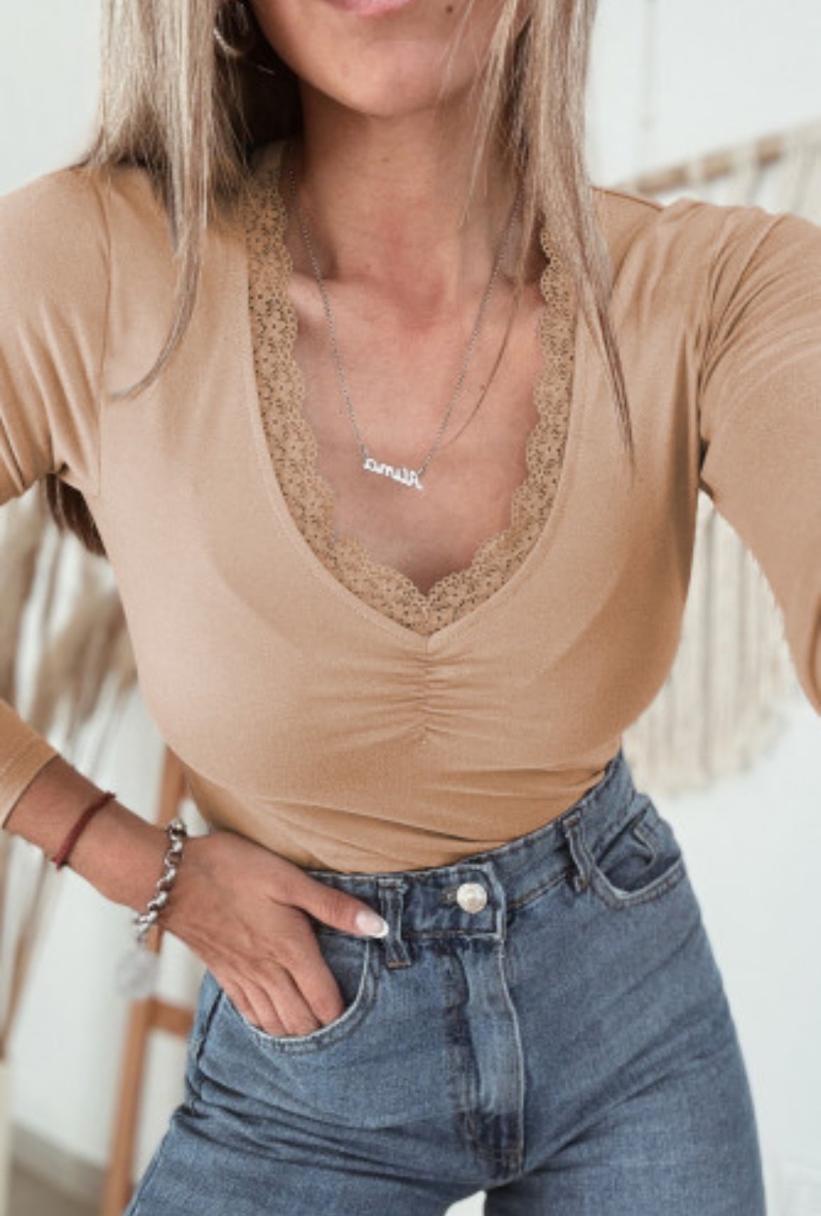“Basic and Lace” Long Sleeve Tee