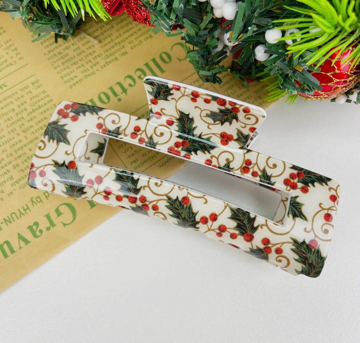 White Christmas Claw Clips