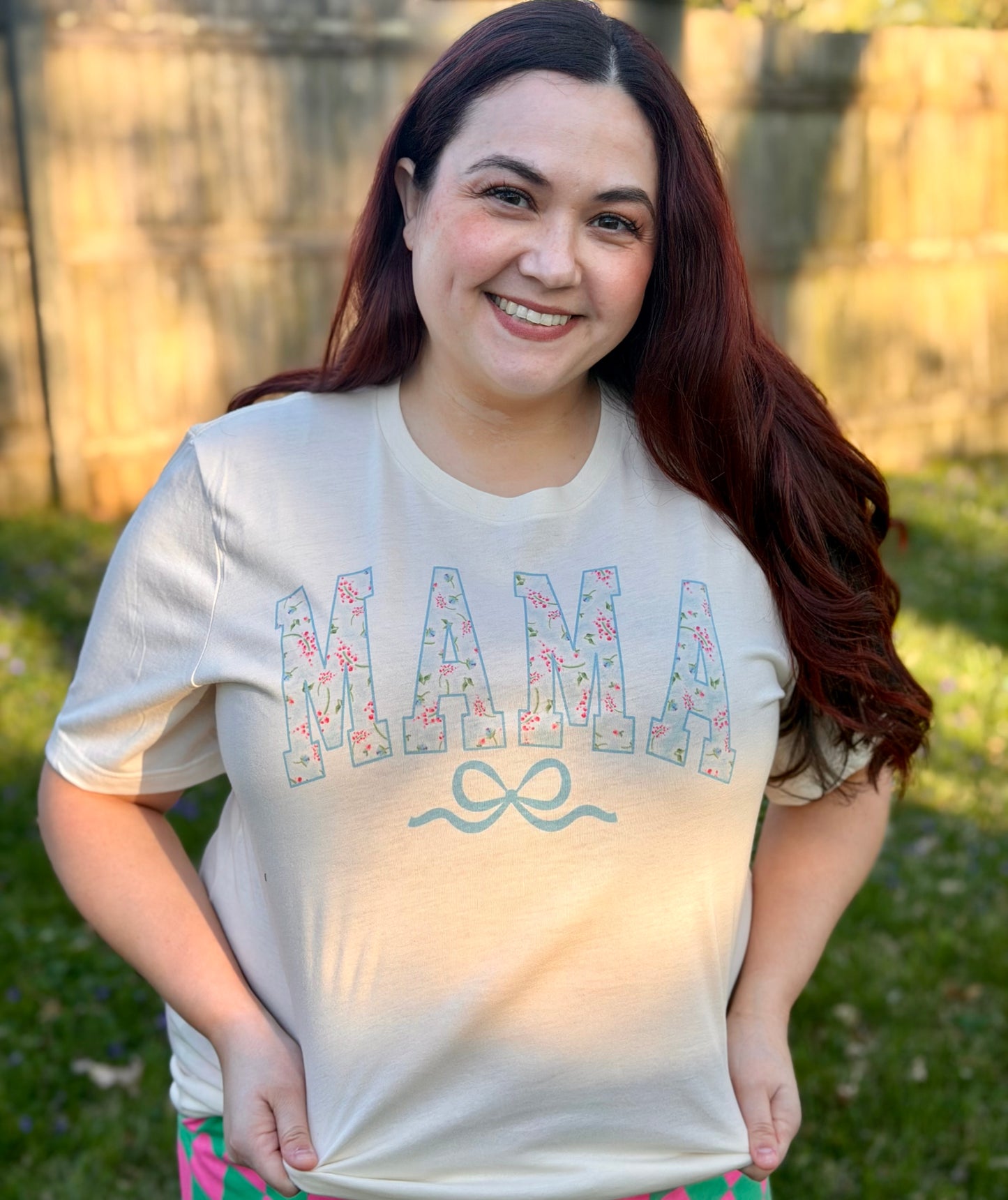 Blue Floral “Mama” Graphic Tee