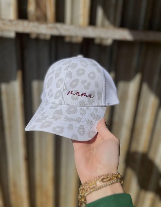 White Leopard “Mama” Hat