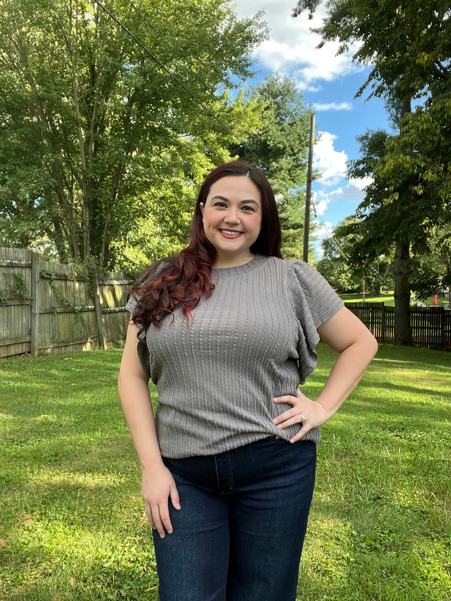“Flutters” Ribbed Blouse