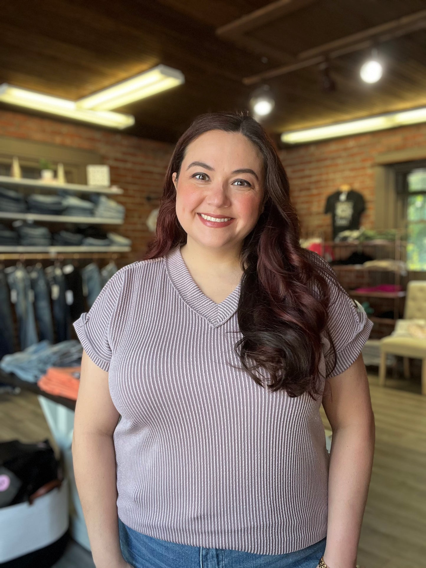 Dusty Lavender Ribbed Tee