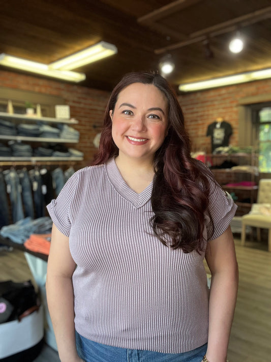 Dusty Lavender Ribbed Tee