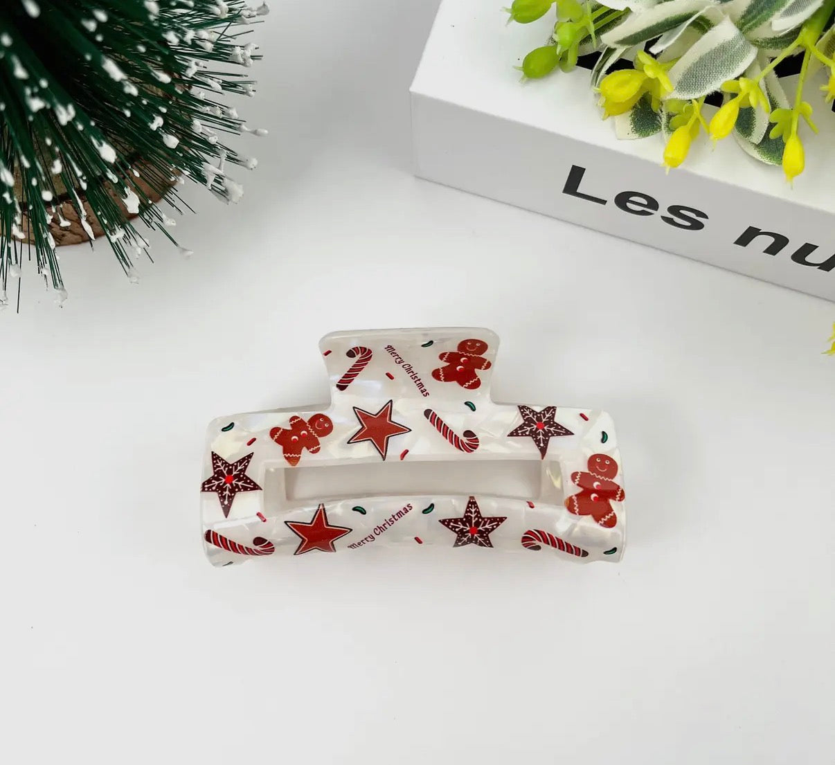 White Christmas Claw Clips