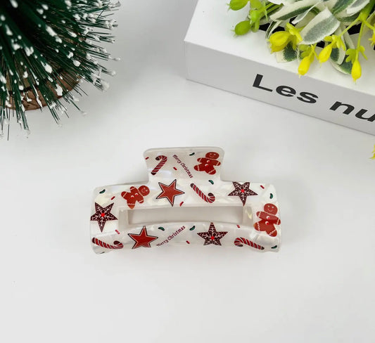 White Christmas Claw Clips