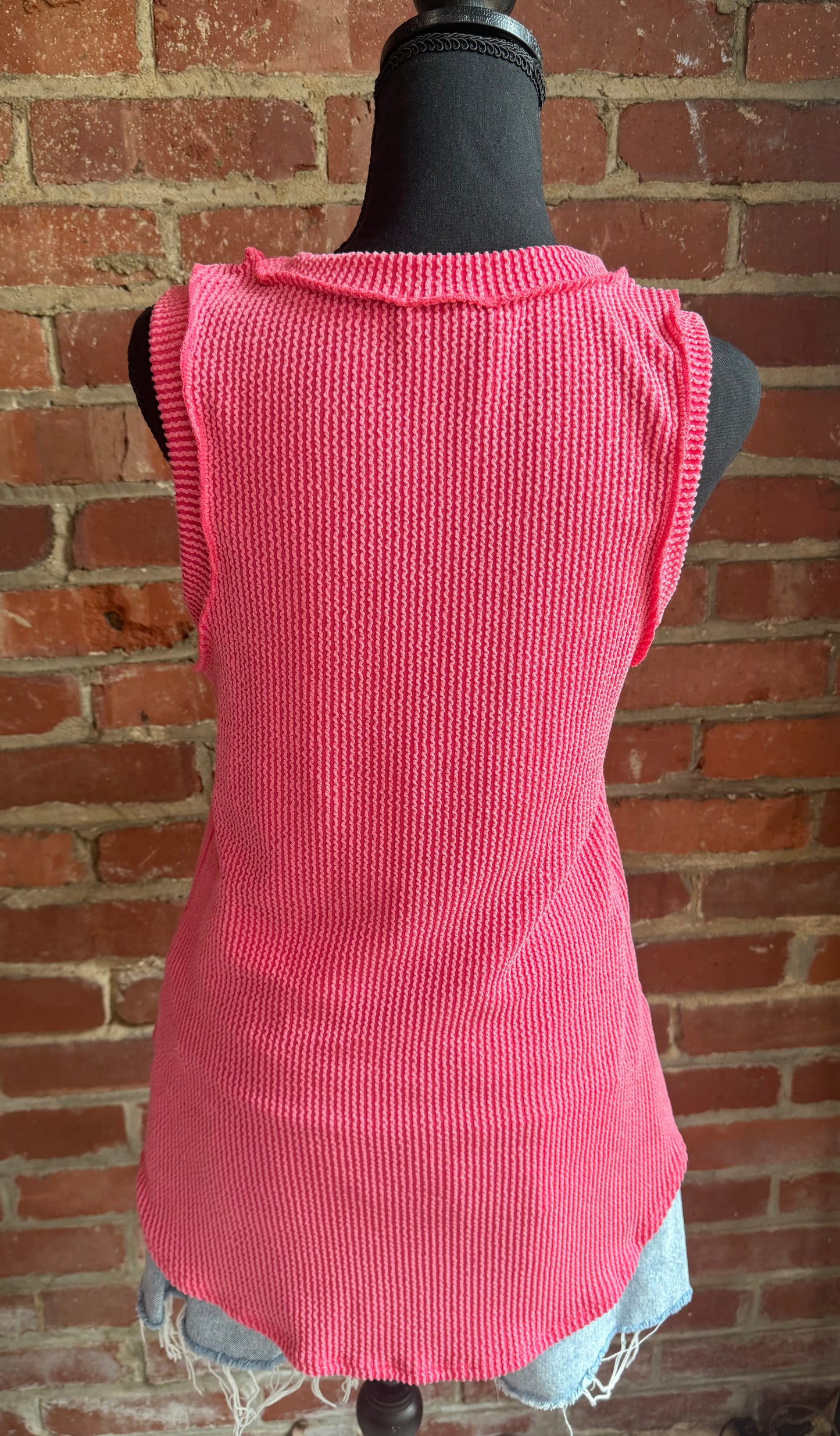 Coral Sleeveless Ribbed Top