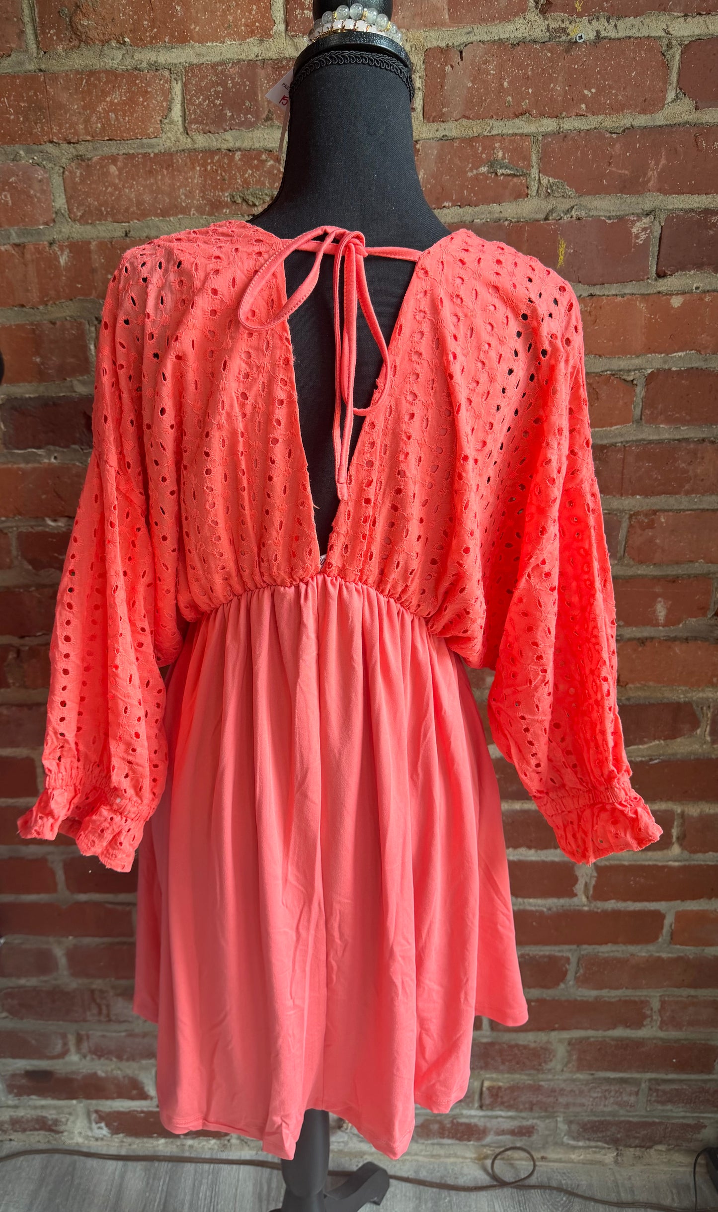 Eyelet sleeve Dress
