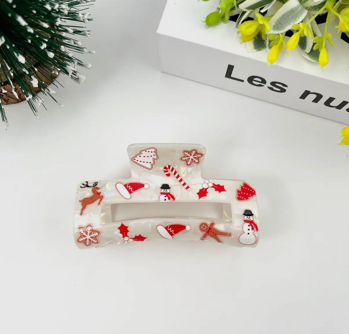 White Christmas Claw Clips