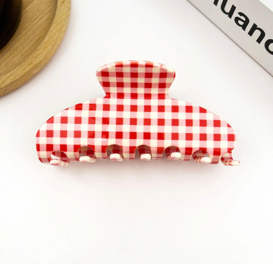 Red Plaid Hair Clip