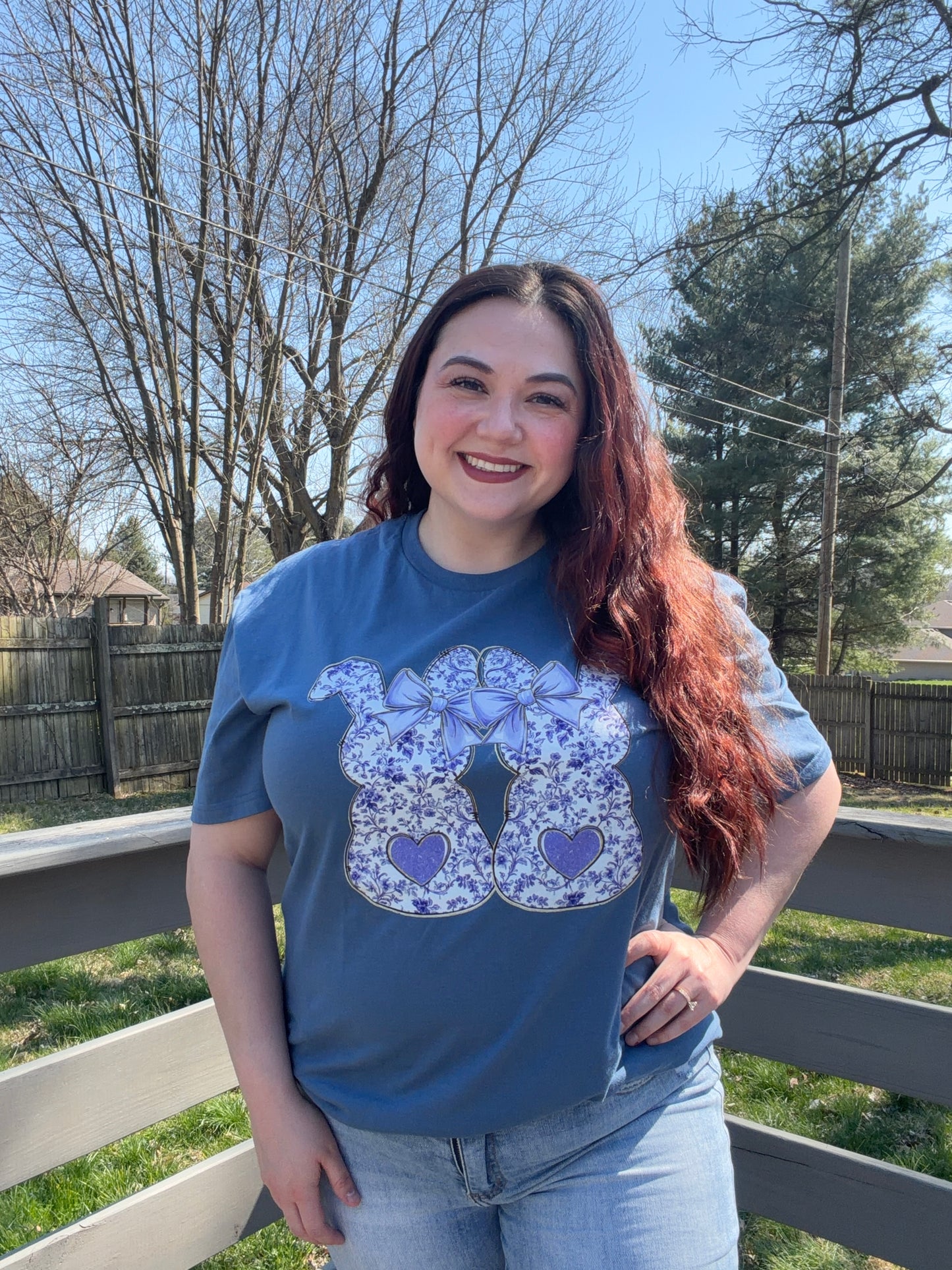 Double Floral Bunny Graphic Tee