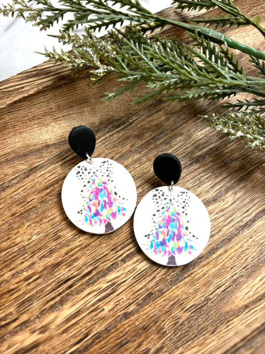 Colorful Trees Printed Dangle Earrings