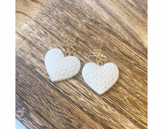 White Puffy Heart Earrings