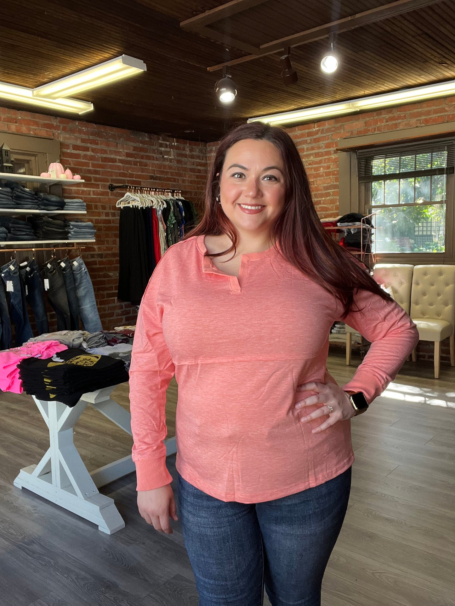 “Coral Spice” Long Sleeve Top