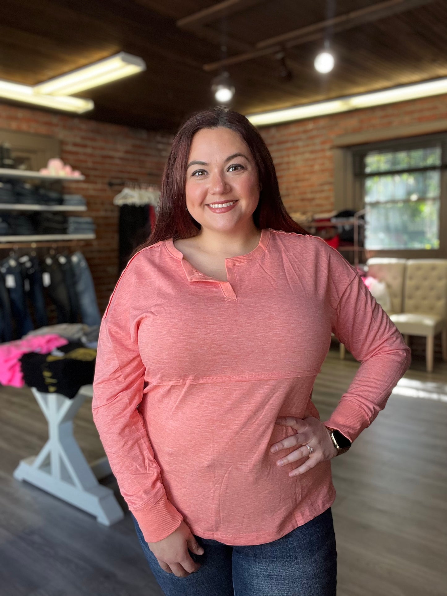 “Coral Spice” Long Sleeve Top