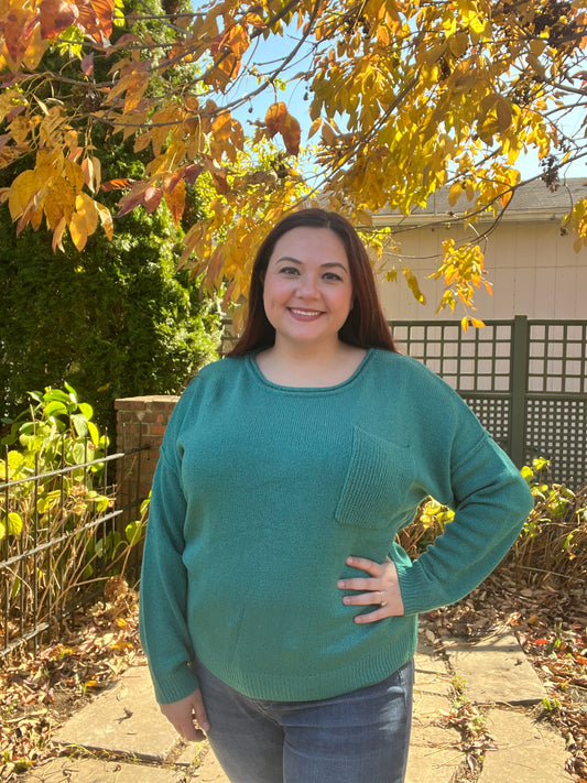 “Winter Peacock” Sweater with Pocket