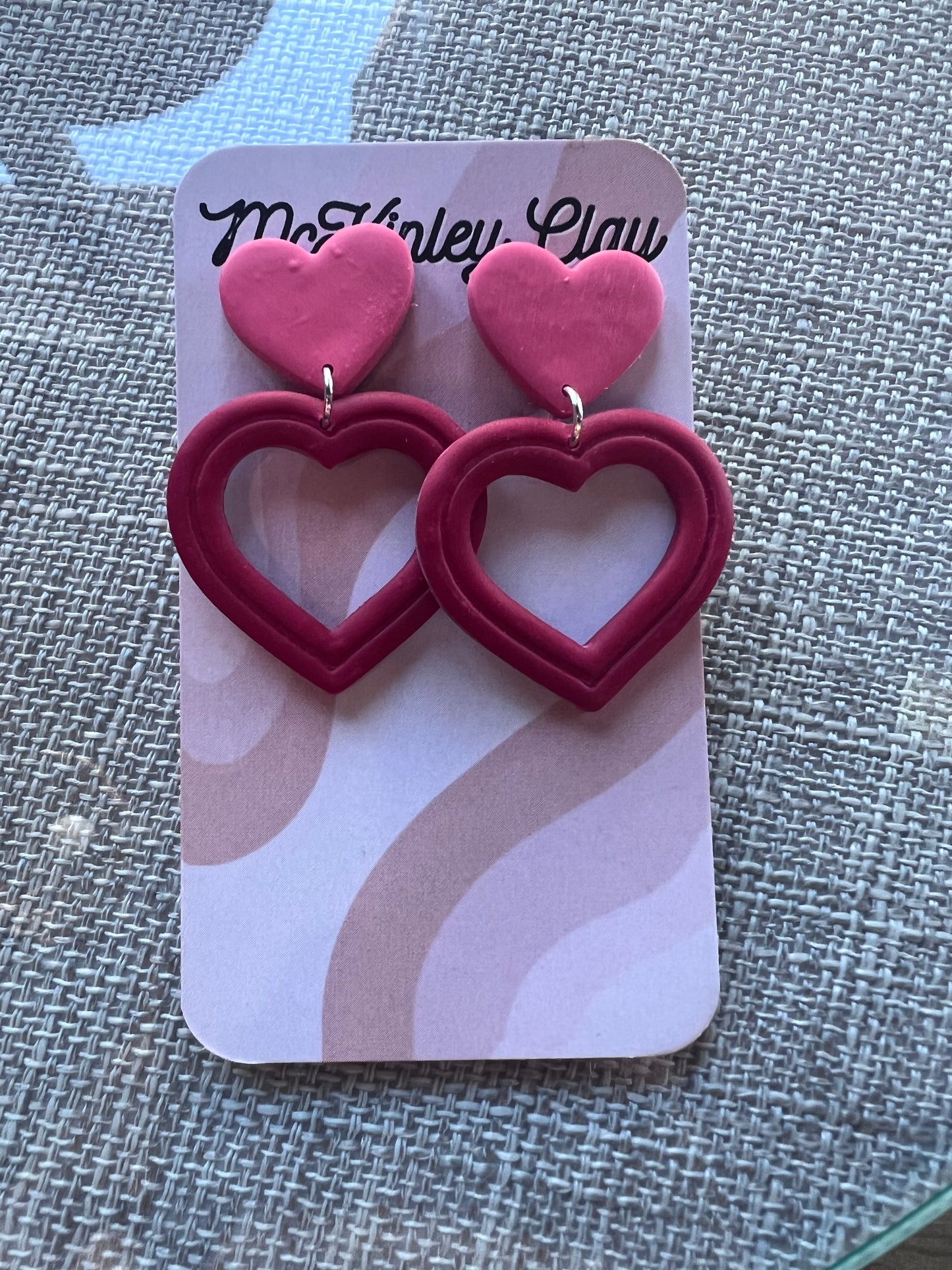 Red Heart with Pink Top Earrings