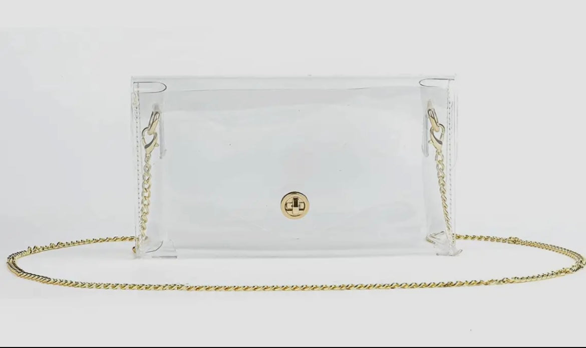 Clear Cross Body Purse with Gold Adjustable Chain