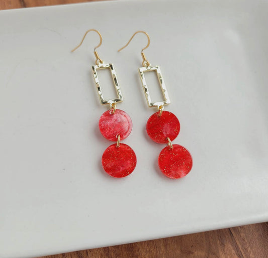Holly Earrings - Red Shimmer