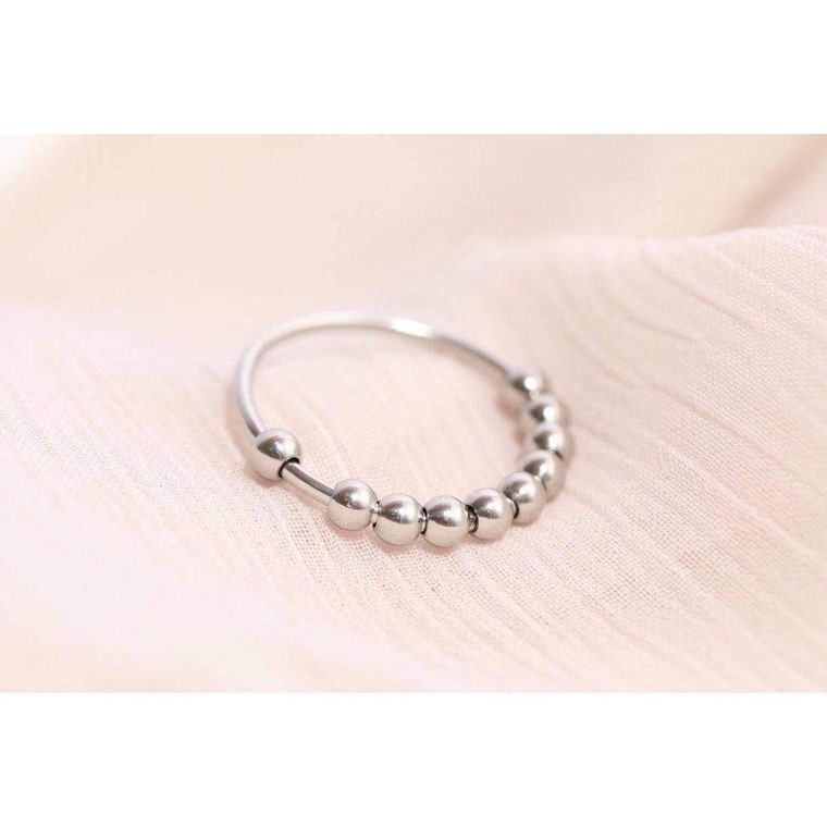 Stainless Steel Beaded Anxiety Ring